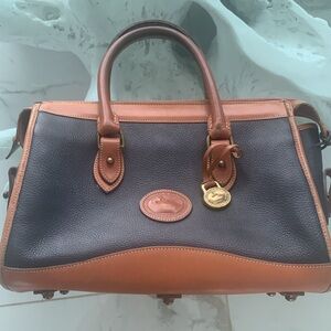 SOLD Vintage Dooney And Bourne  All Weather Leather Bag Navy/Tan